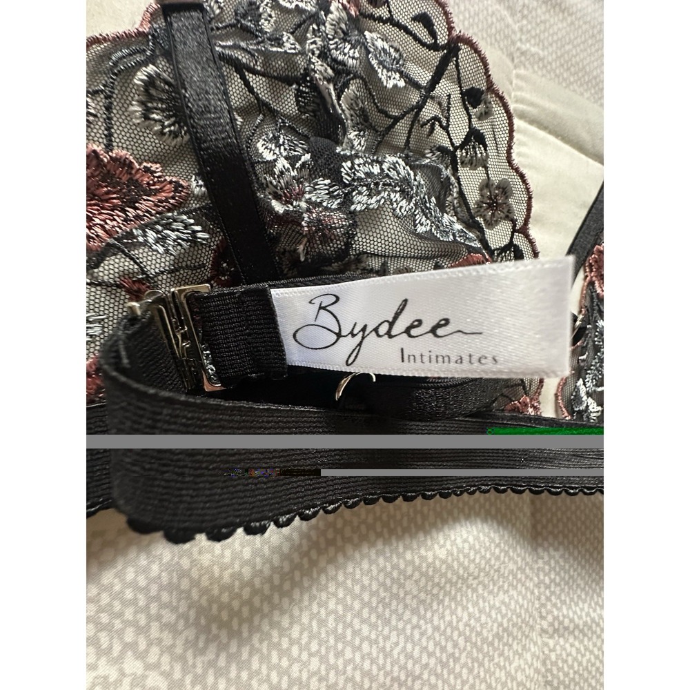 Bydee Amber bralette Embroidered Black Floral Size Large May Run Small - Picture 8 of 10